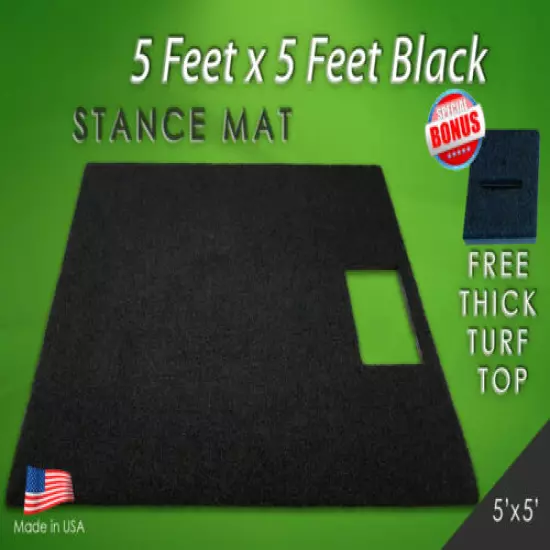 5 x 5 Black Golf Mat For Optishot Simulator Practice Golf Grass Turf Top Sensor