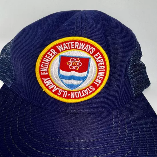 Vintage Snapback Hat U.S. Army Engineer Waterways Experiment Blue Trucker