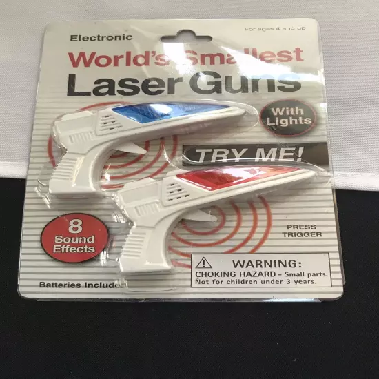 Worlds Smallest Laser Gun Miniature Toy Pistol 2pk New In Package