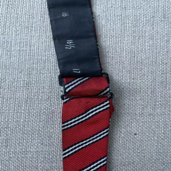 Vintage Silk Bow Tie Red, White Navy Stripe Self-Tie Adjustable 2”