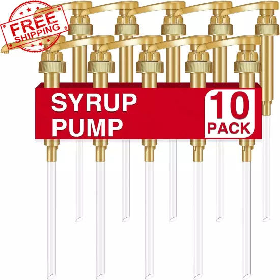 10Pcs Gold Squirt Syrup Pump Coffee Syrup Dispenser Coffee Syrup Bottle 750Ml