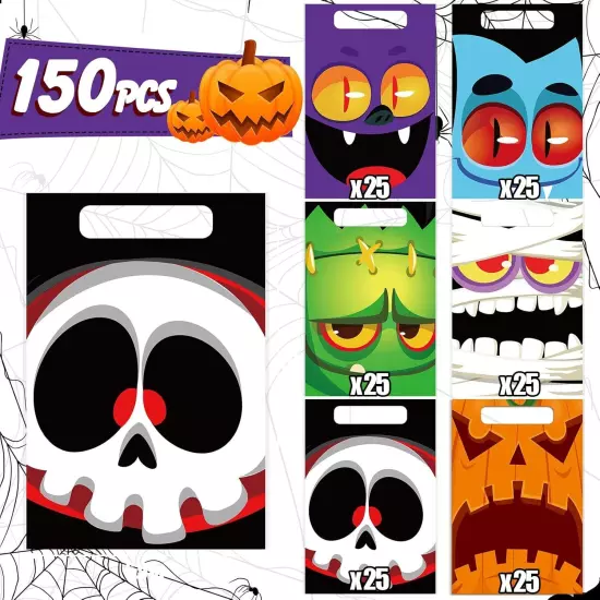 Hotop 150 Pieces Halloween Plastic Goodie Bags Trick or Treat Candy Bags... 