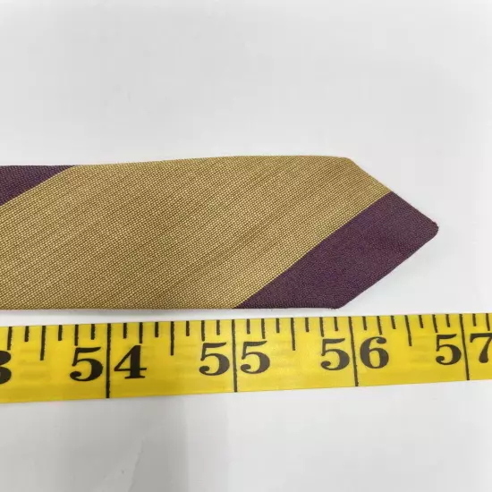 Vintage Beau Brummel Wool Blend Striped Regimental Purple Tie Men's 3.8" x 57"