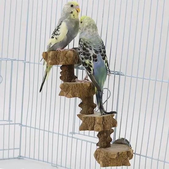 1X(Bird Platform Perch Playground for Parakeet, Cage Natural Wood5497