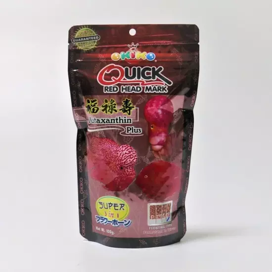 Okiko Cichlid Flowerhorn Fish Food Quick Red Head Floating M Pellets 12 of 100g