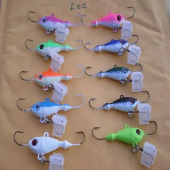 10 PCS REAPER JIGGING/ICE FISHING/VERTICAL MINNOW LURE BAIT 1 OZ/CHARTREUSE GLOW