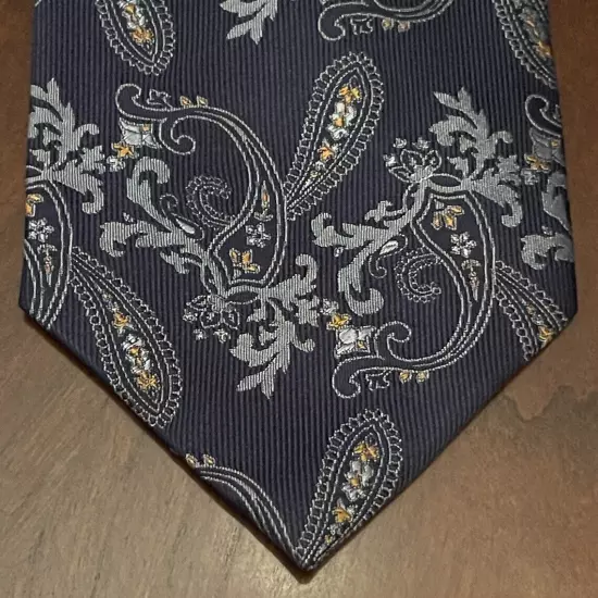 Blacker By Stanley Blacker Hand Made Blue Gold 100% Silk Made In China