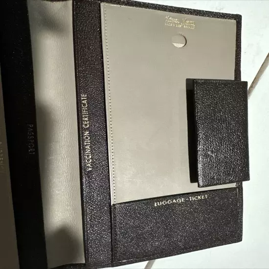 Neiman Marcus Leather Passport Cover Brown Snap Closure, Room For Currency &More