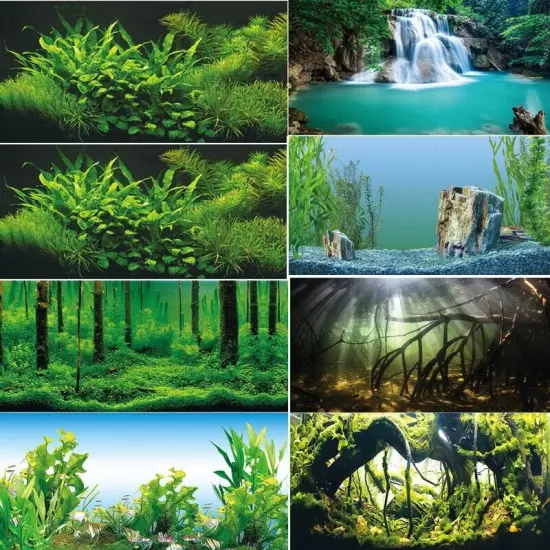 1pc HD Fish Tank Background Sticker 3D Landscape Poster Aquarium Art Decoration