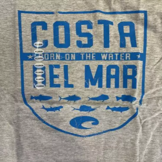 NWT XL Costa Del Mar Species Shield Long Sleeve T-shirt- Heather Grey SHIPS FREE