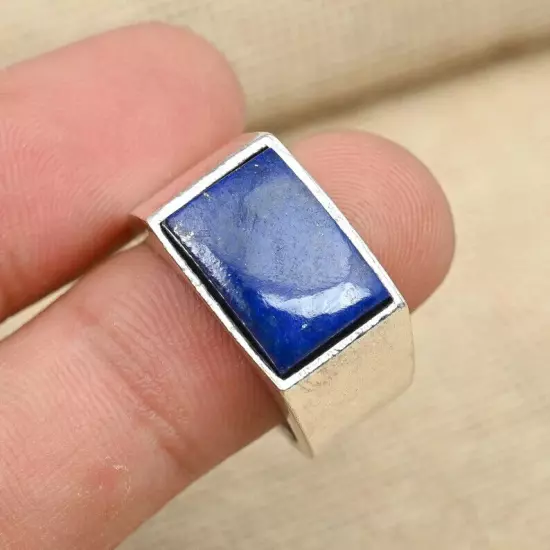 Lapis Lazuli Men's Ring 925 Sterling Silver Statement Unisex Ring All Size B23