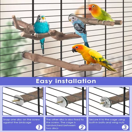 7PCS Bird Perch Stand Natural Grape Wood Pole Parrot Standing Branch for Conures