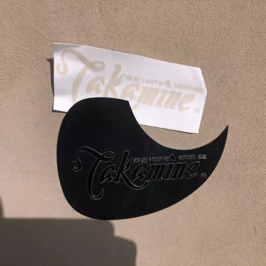 Takamine Pickguard Logo Sticker Metallic Solid Mix Gold-Silver Color x 1