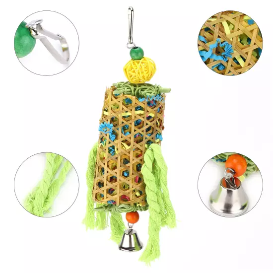 Bamboo Woven Bird Bite Toy Chew Training Paper Silk Cotton Rope Bird Hanging AD5