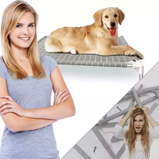 Elevated Dog Bed Pet Cot - Dog Cots Beds for Medium Dogs | Detachable Raised Cat