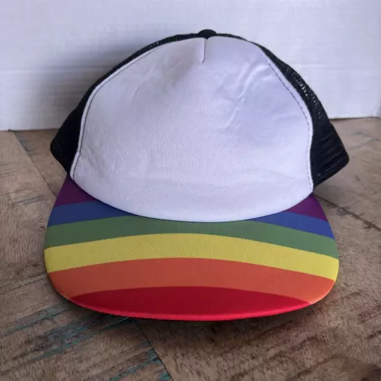 Rainbow Blank Hat White Hit Wear Hat Adjustable Adult Size Hat Baseball Cap