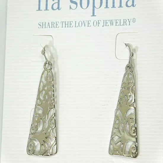 Beautiful Lia Sophia "TOPIARY" Dangle Earrings, Open Filigree, NWT