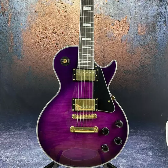 hot selling Custom shop purple electric guitar gold color hardware in stock