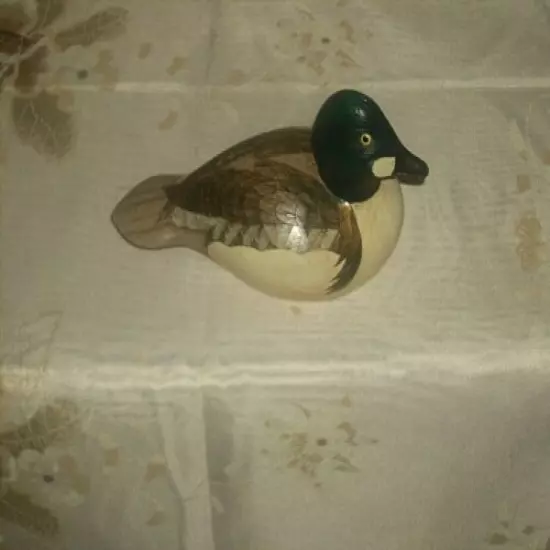 VTG HAND CARVED WOOD GOLDENEYE DUCK DECOY / DUCKWORKS II / A & S THOMPSON 1992 