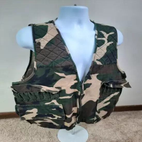 Vintage SPORTS AFIELD CAMO HUNTING SHELL POCKETS BIRD POUCH VEST Size XL