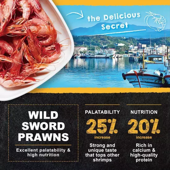 Ultra Fresh Marine Fish Food, 75% Sword Prawns + Squids, Natural Protein, Color 