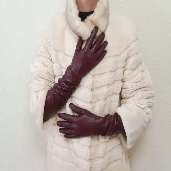 Long genuine leather gloves, opera elbow gloves - 18 inches / 46 cm. TOUCHSCREEN