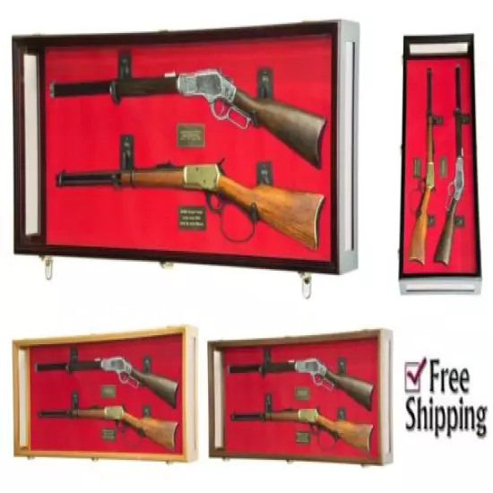 Gun Display Case Cabinet Rifle USA Clear View 44.5" Solid Wood Shotgun 4 Colors 