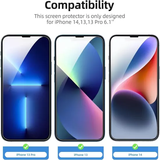 NEW'C 3 Pack Designed for iPhone 14, 13, 13 Pro (6.1")-B15