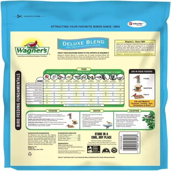 Wagner's 13008 Deluxe Wild Bird Food, 10 lb Bag New with Free Delivery