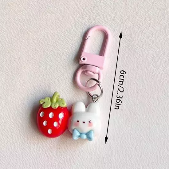 Cute Cake Rabbit Keychain Resin Charms Bag Charms Kawaii Pendant Cartoon Keyring