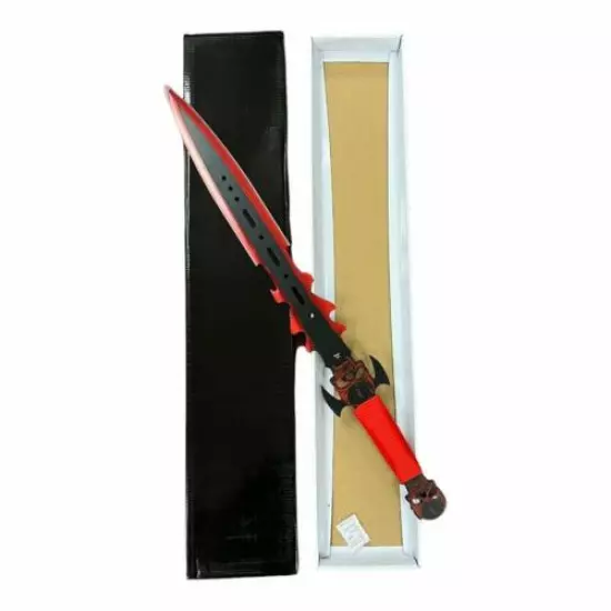 Fantasy Master BLACK & RED TWO-TONE BLADE, Short Sword with Sheath, Red, 27"/3mm