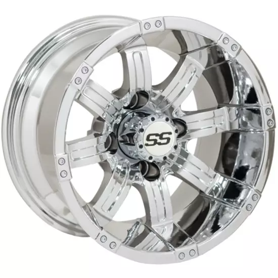 Set of 4 GTW 12" Tempest Chrome Golf Cart Wheels on 20.5" Fusion Street Tires