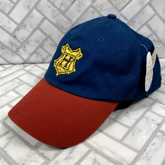 NWT Harry Potter Hat Hogwarts Crest Logo Snapback Cap New With Tags Dad Cap Blue