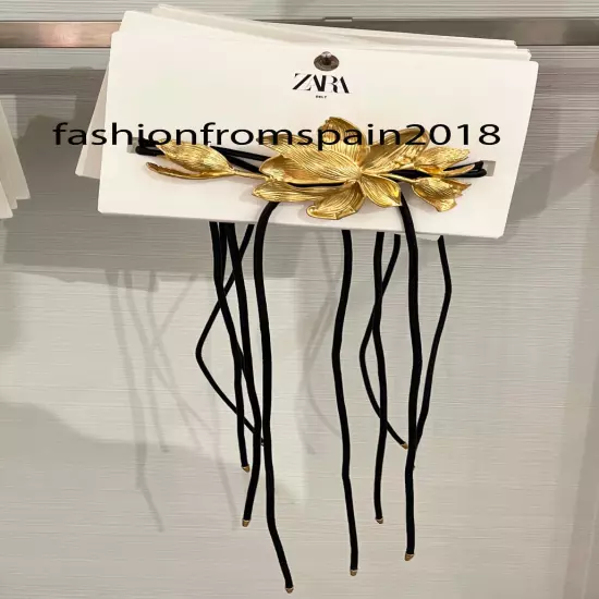 ZARA NEW WOMAN FLOWER CORD BELT ONE SIZE GOLDEN 4548/056