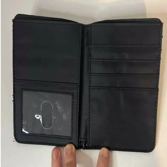 Black Passport Holder Identification Pocket 4 Side Pockets On Right Side