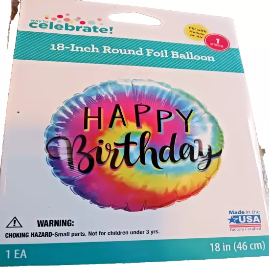 WAY TO CELEBRATE 18 INCH ROUND FOIL BALLOON, USA, HELIUM OR AIR, TAB FOR STRING