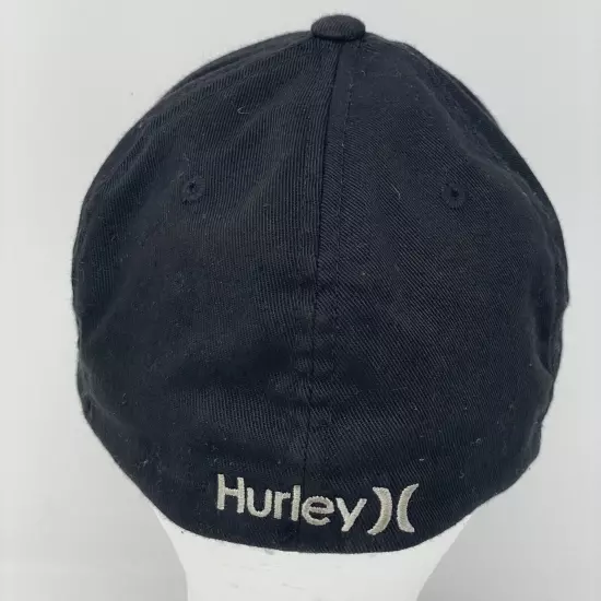 Hurley Sz S/M Black California Logo Flex Fit Ball Cap Hat Surf Beach