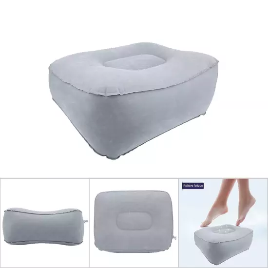 Inflatable Flocking Travel Foot Rest Pillow Travel Flights Relax Cushion