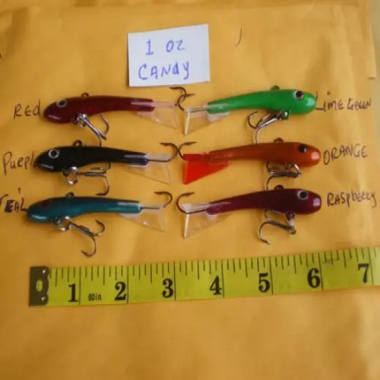 15 PCS MINNOW JIGGING/CASTING LURE BAIT/ICE FISHING 1 OZ. CANDY COLOR CHOOSE ANY