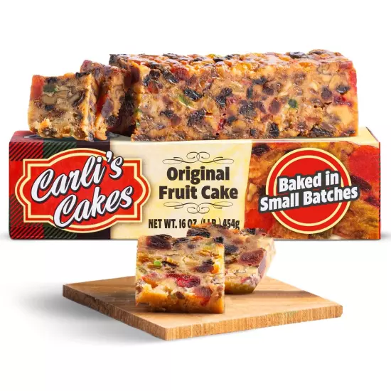 Carli's Cakes Fruit Cake 3 Pack - 1 Lb Old Fashioned Style Individually Wrapped