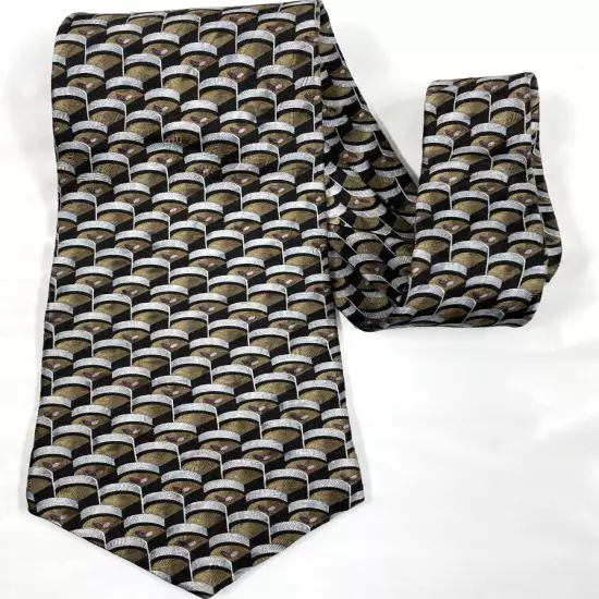 Guy Laroche Diffusion Art Deco Geometric Necktie Silk Tie Men's 3.8" x 59"