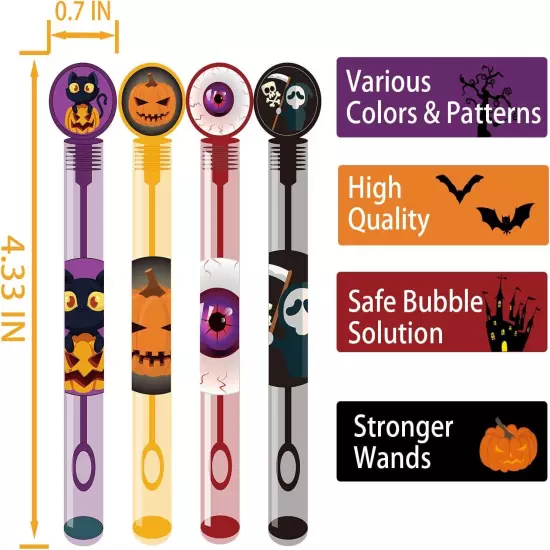 48 PCS Halloween Party Favors Bubble Wands, Assortment Designs... 