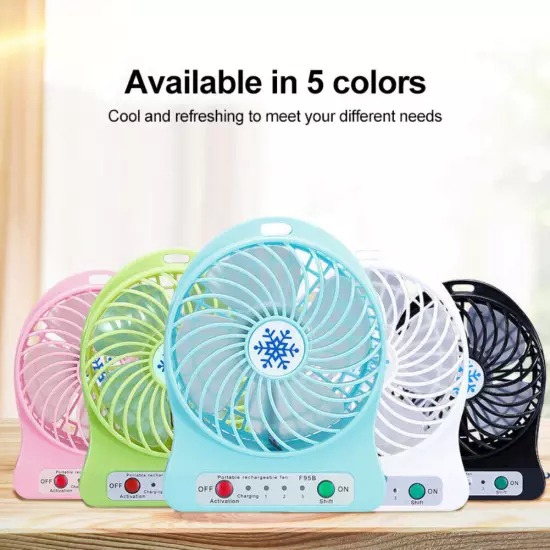 Portable Rechargeable LED Fan air Cooler Mini Operated Desk USB