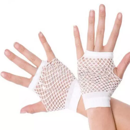 Womens Fancy Dress Short Fishnet Gloves Nylon Mesh Elastic Fingerless Mittens