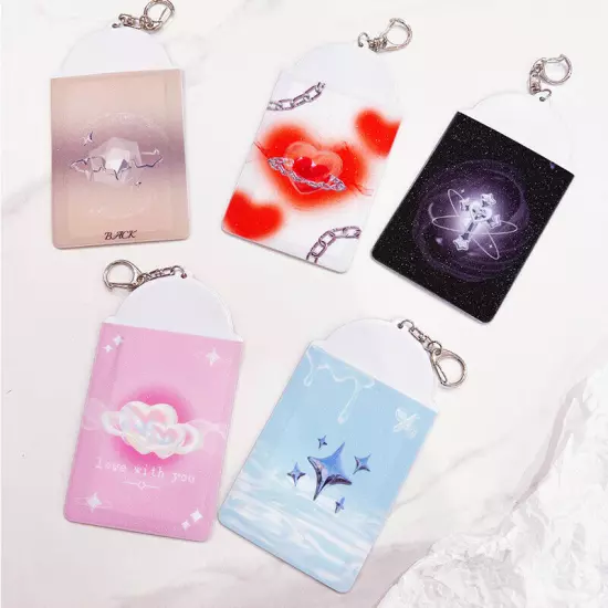 Cute Photocard Holder Idol Photo Case ID Card Cover Keychain Bag Pendant `