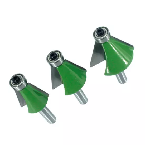 8mm Shank 15° 22.5° 30° Chamfer and Bevel Edging Router Bit GREEN 3PCS Set