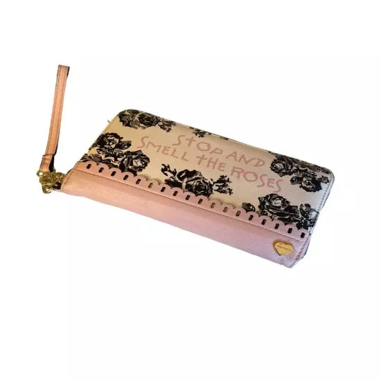 XOX Betsey Floral & Pink Wristlet Wallet With Zipper Closure & Card Slots