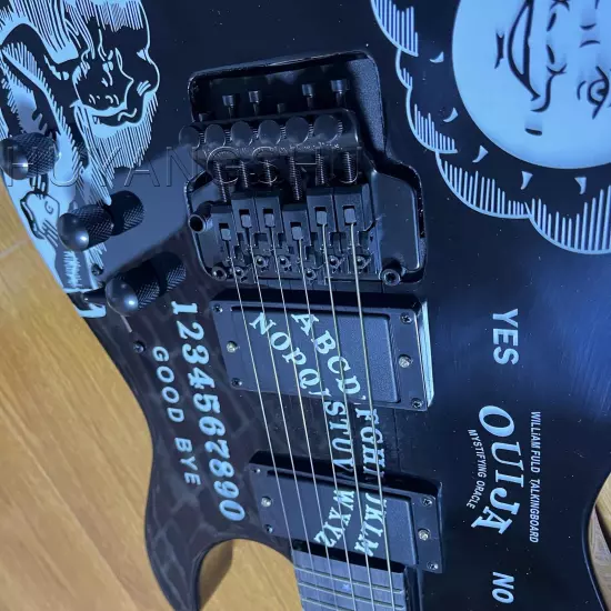 Solid Body Custom Black Ouija Electric Guitar with Moon