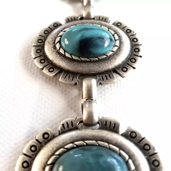 Women's Navajo Style Antique Silver & Turquoise Concho Belt S/M/L- MADE IN ITALY