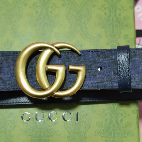 GUCCI GG Supreme Double G Buckle Leather Belt